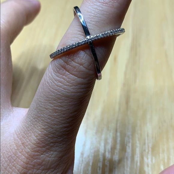 X ring in 14kt white gold plated - Picture 5 of 7